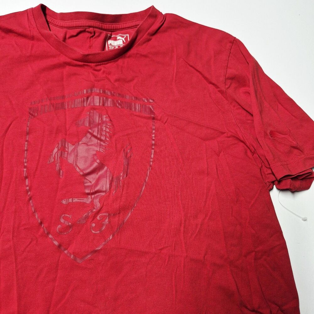 Scuderia Ferrari x Puma Red Tonal Shield Logo T Shirt XL F1 Racing Rosso Corsa